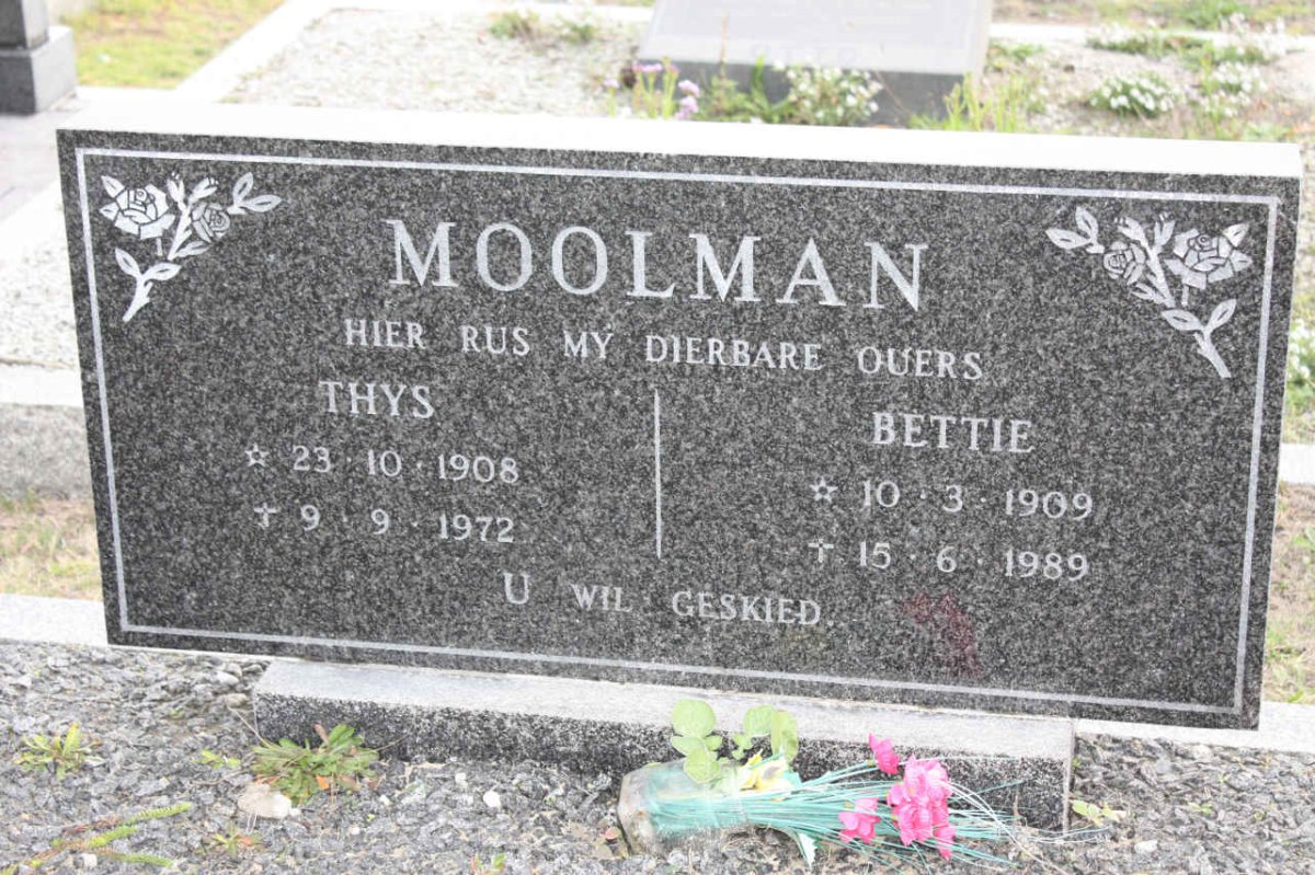 MOOLMAN Thys 1908-1972 &amp; Bettie 1909-1989