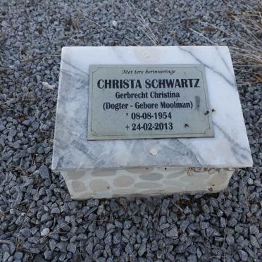 SCHWARTZ Gerbrecht Christina nee MOOLMAN 1954-2013