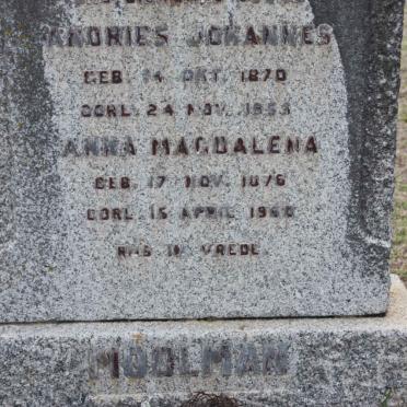 MOOLMAN Andries Johannes 1870-1953 &amp; ANna Magdalena MOOLMAN 1876-1960