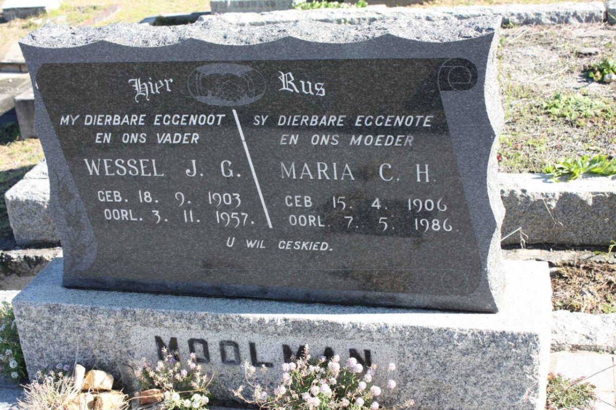 MOOLMAN Wessel J.G. 1903-1957 &amp; Maria C.H. 1906-1986