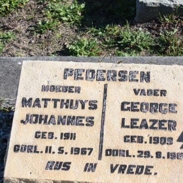 PEDERSEN George Leazer 1909-1967 &amp; Matthuys Johannes 1911-1967