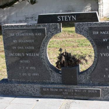 STEYN Jacobus Willem 1931-1993 &amp; Yvonne Wendy 1933-2007