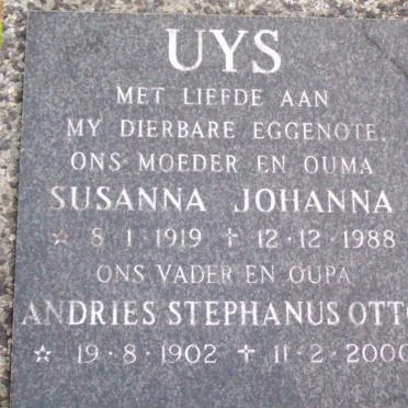 UYS Andries Stephanus Otto 1902-2000 &amp; Susanna Johanna 1919-1988 