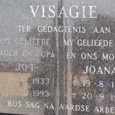 VISAGIE Jot 1933-1993 &amp; Joana 1938-1988