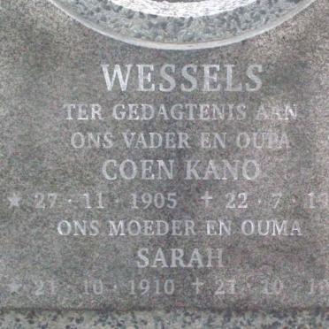 WESSELS Coen Kano 1905-1996 &amp; Sarah 1910-1972