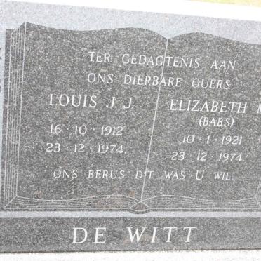 WITT Louis J.J., de 1912-1974 &amp; Elizabeth M. 1921-1974