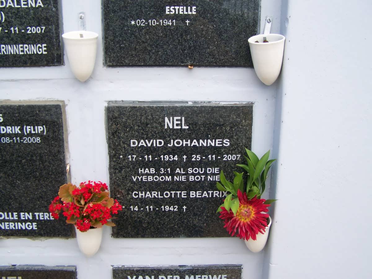 NEL David Johannes 1934-2007 &amp; Charlotte Beatrix 1942-