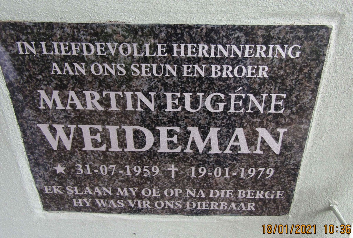 WEIDEMAN Martin Eugene 1959-1979