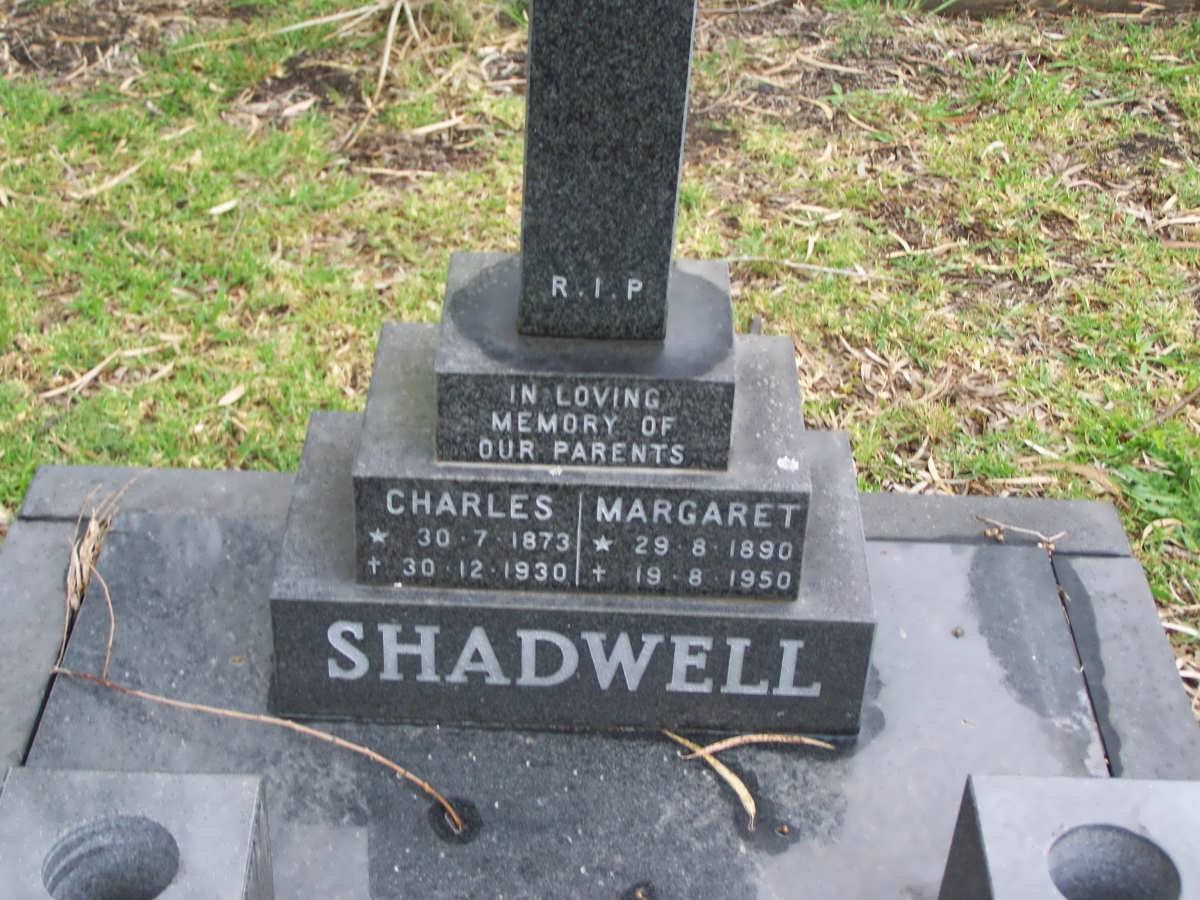 SHADWELL Charles 1873-1930 &amp; Margaret 1890-1950