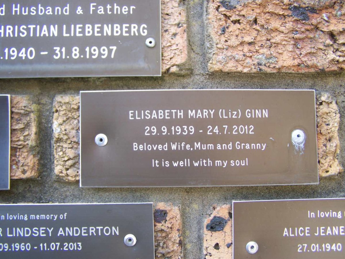 GINN Elisabeth Mary 1939-2012