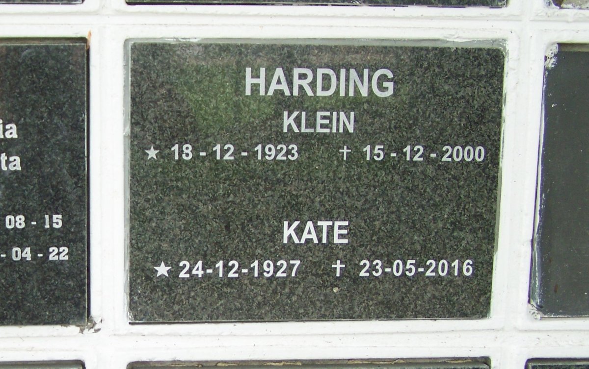 HARDING Klein 1923-2000 &amp; Kate 1927-2016