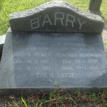 BARRY Joseph Henry 1881-1965 &amp; Beatrice Hendrina 1878-1956