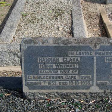 BLACKBURN Hannah Clara nee WISEMAN 1853-1936