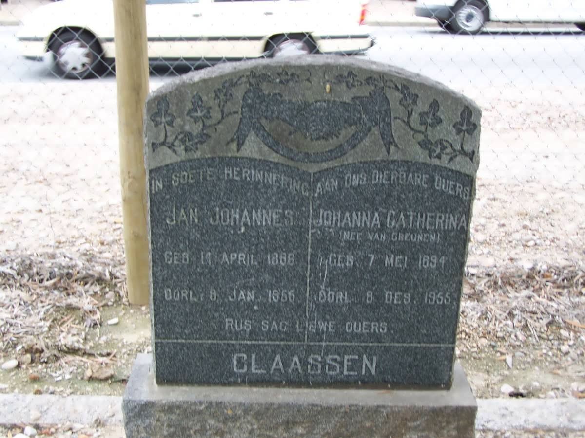 CLAASSEN Jan Johannes 1886-1966 &amp; Johanna Catherina VAN GRUENEN 1894-1965