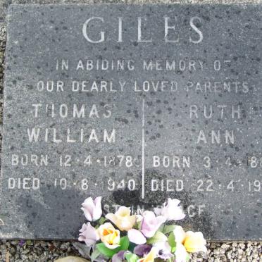 GILES Thomas William 1878-1940 &amp; Ruth Ann 1886-1968