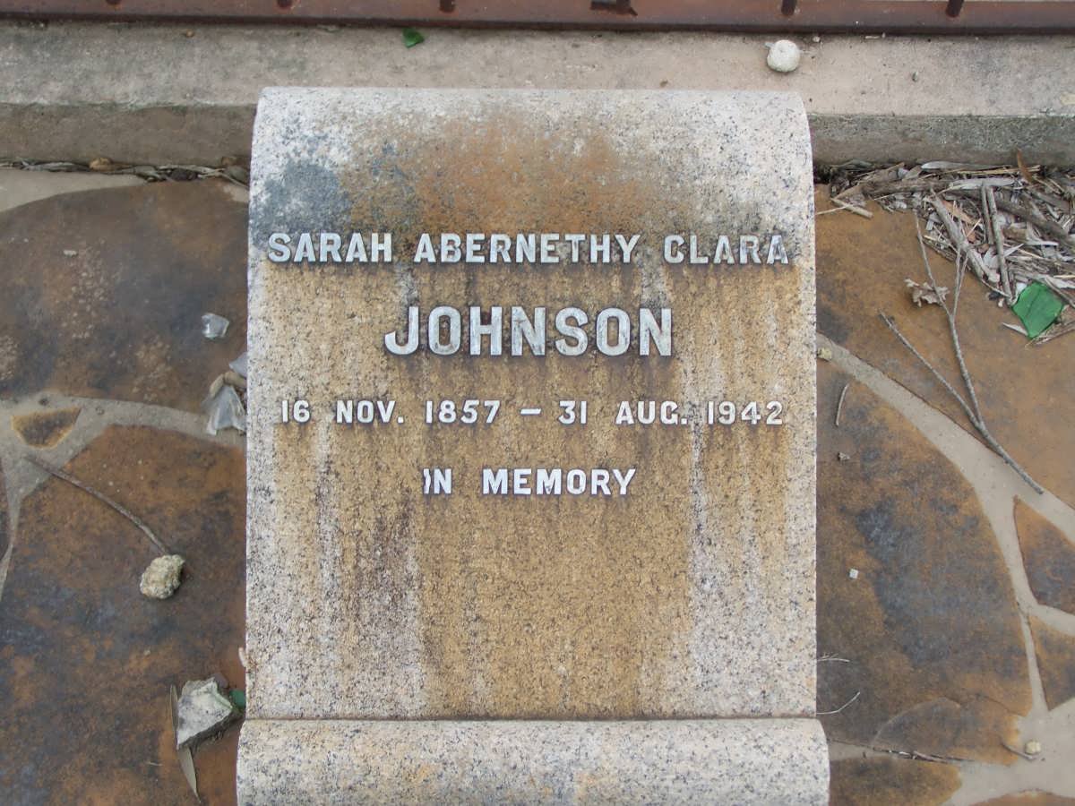 JOHNSON Sarah Abernethy Clara 1857-1942