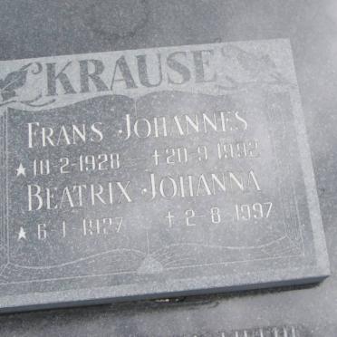 KRAUSE Frans Johannes 1928-1992 &amp; Beatrix Johanna 1927-1997