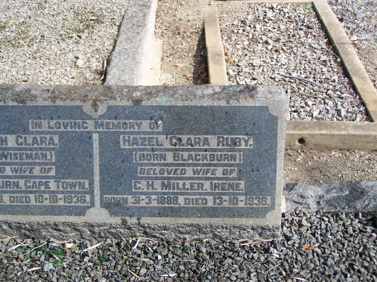 MILLER Hazel Clara Ruby nee BLACKBURN 1888-1936