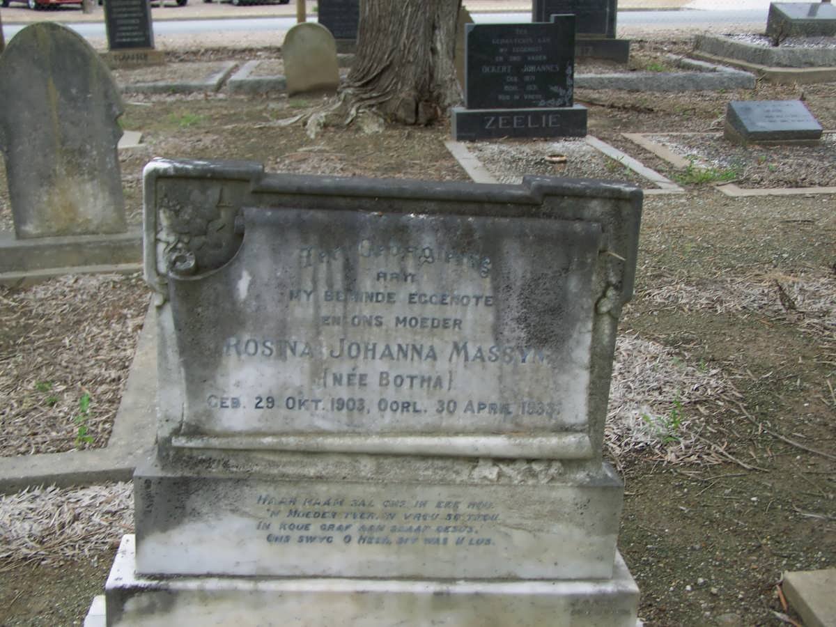 MASSYN Rosina Johanna nee BOTHA 1903-1933