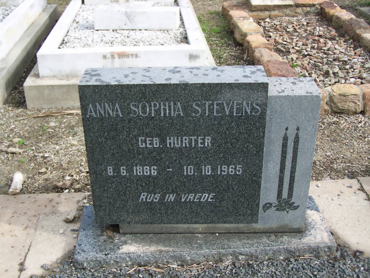 STEVENS Anna Sophia nee HURTER 1886-1965