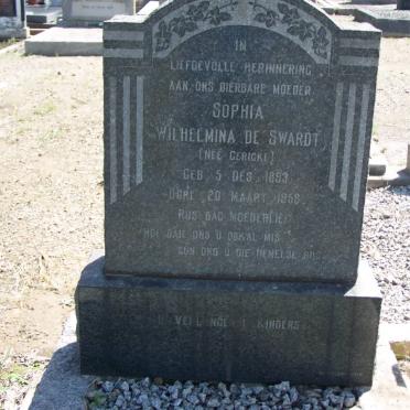 SWARDT Sophia Wilhelmina, de nee GERICKE 1893-1958