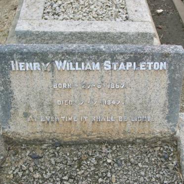 STAPLETON Henry William 1867-1947