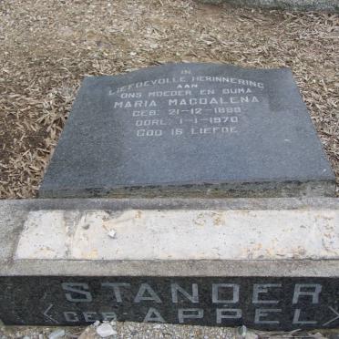 STANDER Maria Magdalena nee APPEL 1899-1970