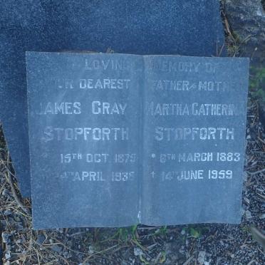 STOPFORTH James Gray 1875-1938 &amp; Martha Catherina 1883-1959