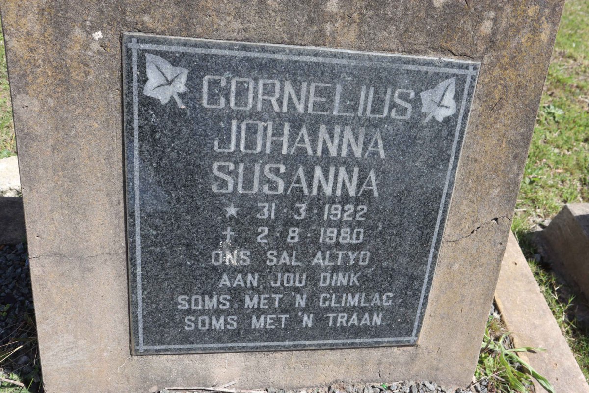 CORNELIUS Johanna Susanna 1922-1980