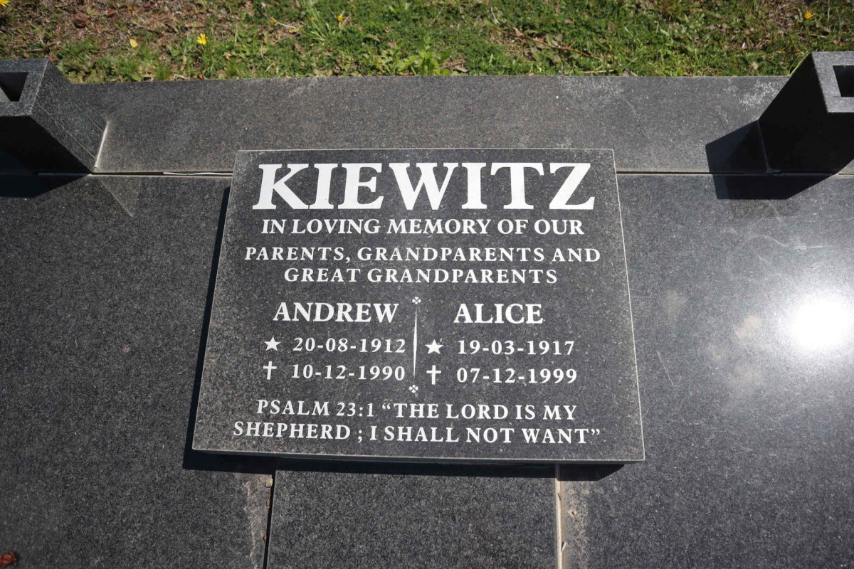 KIEWITZ Andrew 1912-1990 & Alice 1917-1999