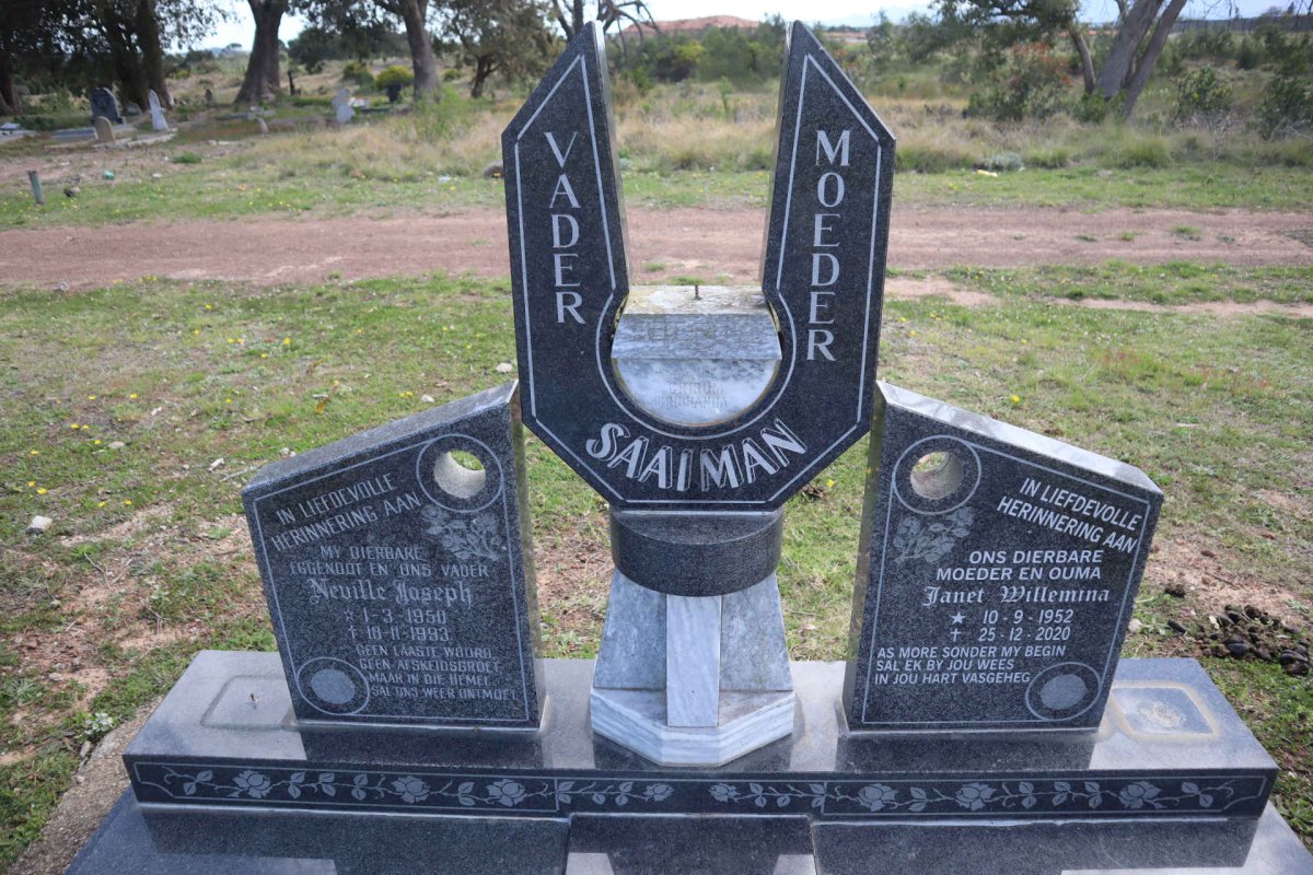 SAAIMAN Neville Joseph 1950-1993 & Janet Willemina 1952-2020
