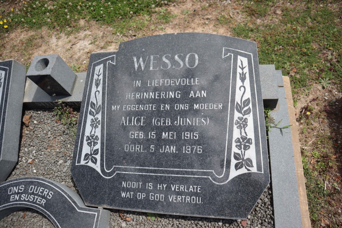 WESSO Alice nee JUNIES 1915-1976