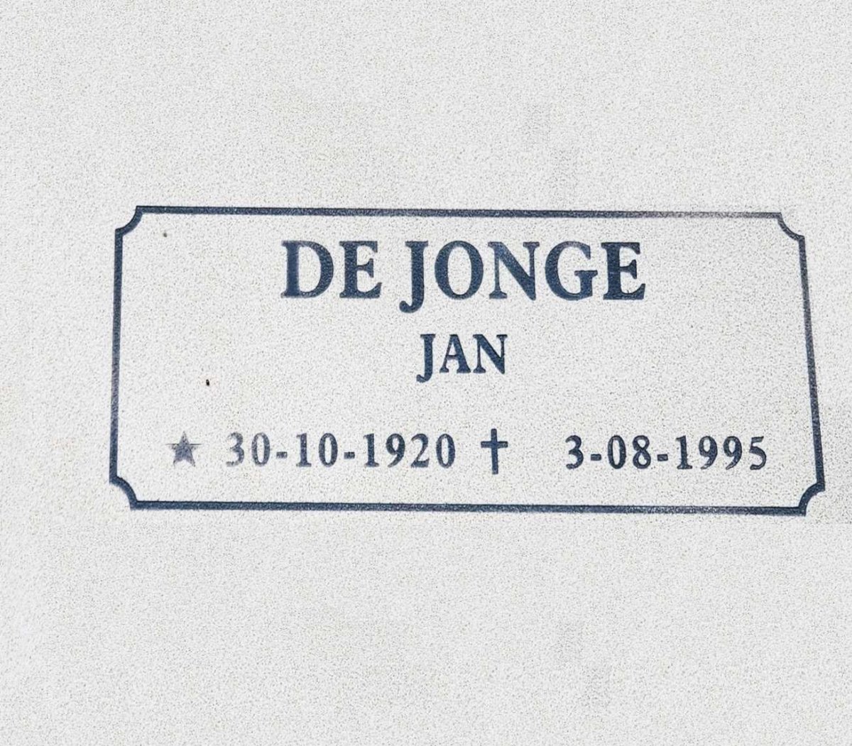 JONGE Jan, de 1920-1995