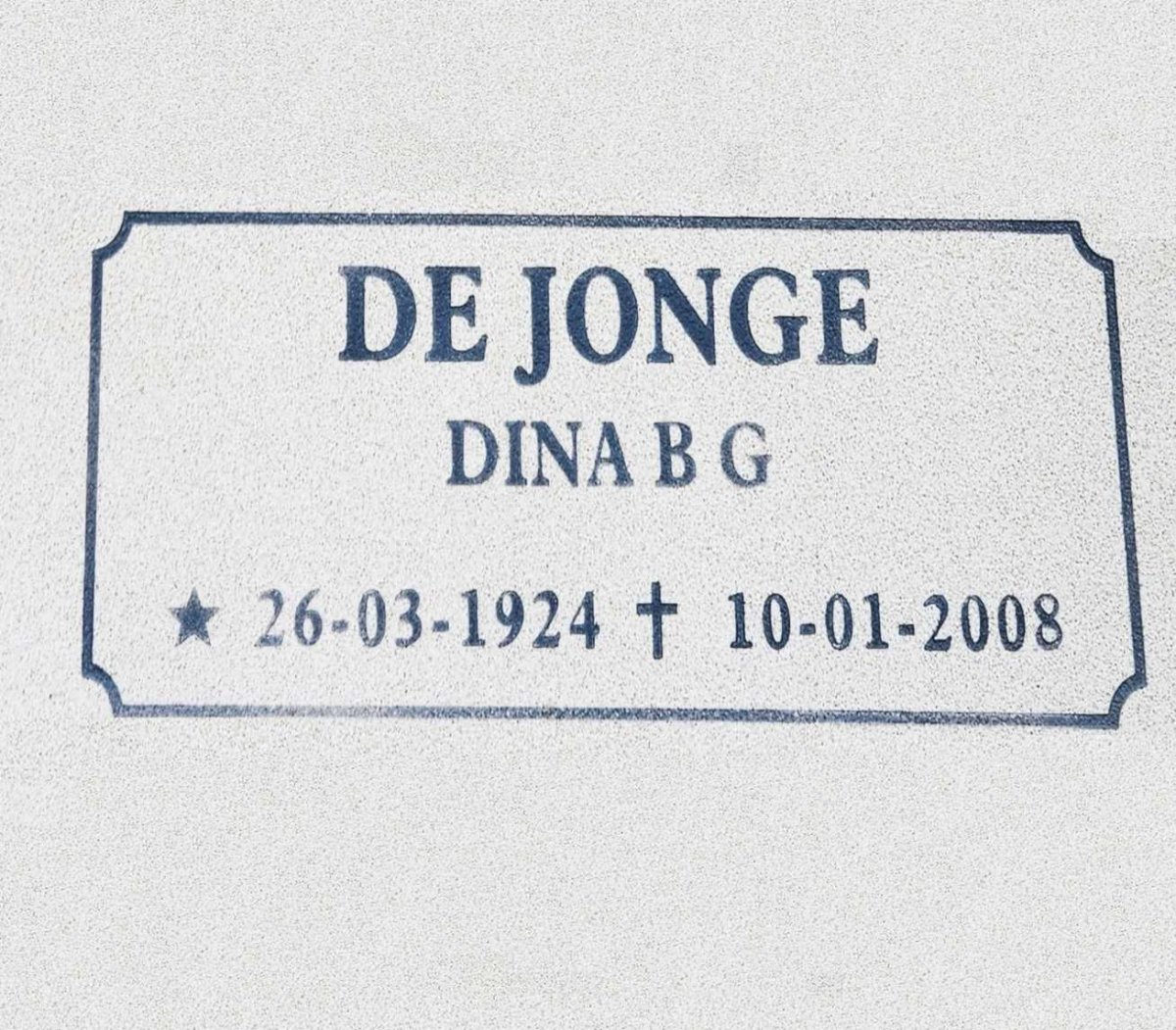 JONGE Dina B.G., de 1924-2008
