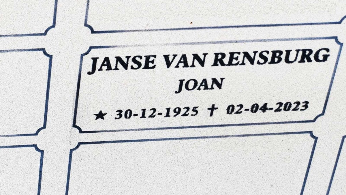 RENSBURG Joan, Janse van 1925-2023