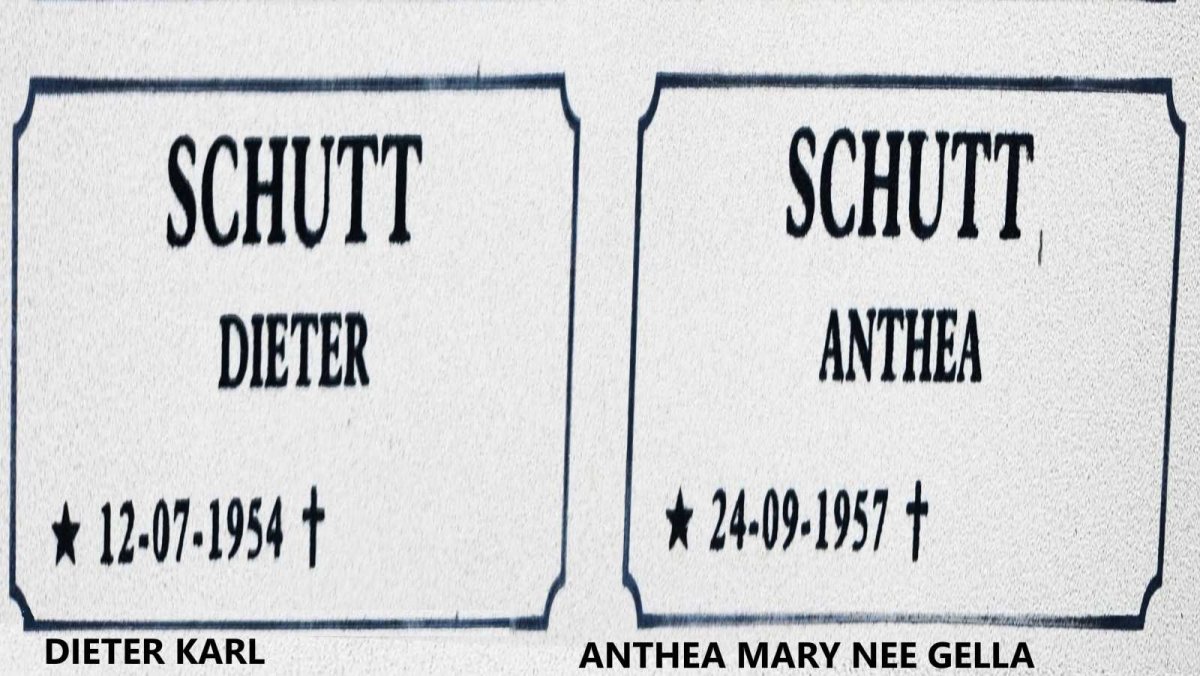 SCHUTT Dieter Karl 1954- :: SCHUTT Anthea Mary nee GELLA 1957-