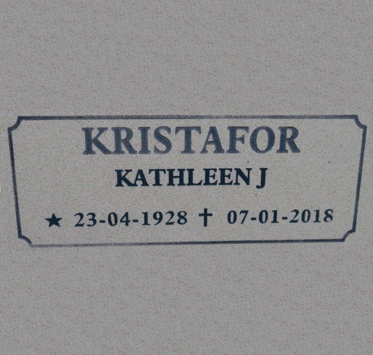 KRISTAFOR Kathleen J. 1928-2018