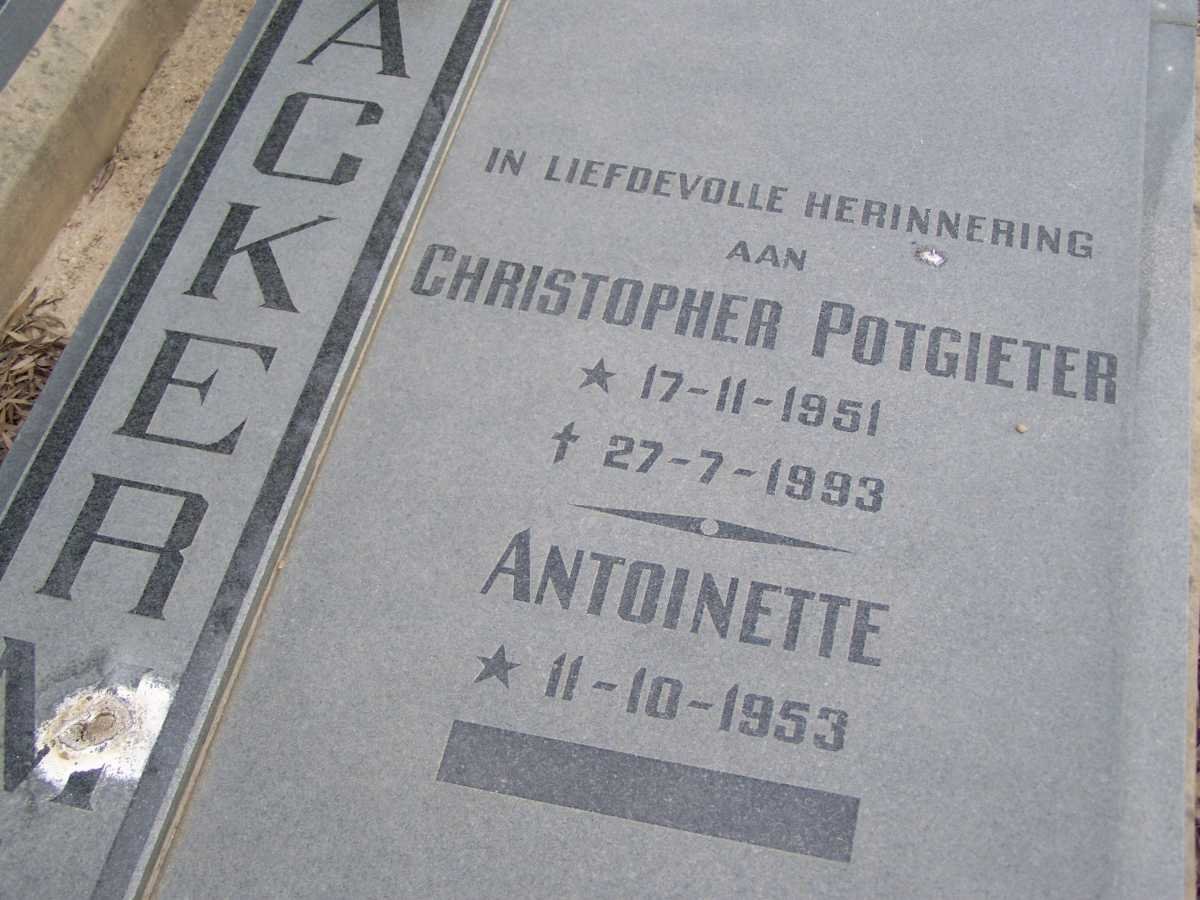ACKERMANN Christopher Potgieter 1951-1993 &amp; Antoinette 1953- _1