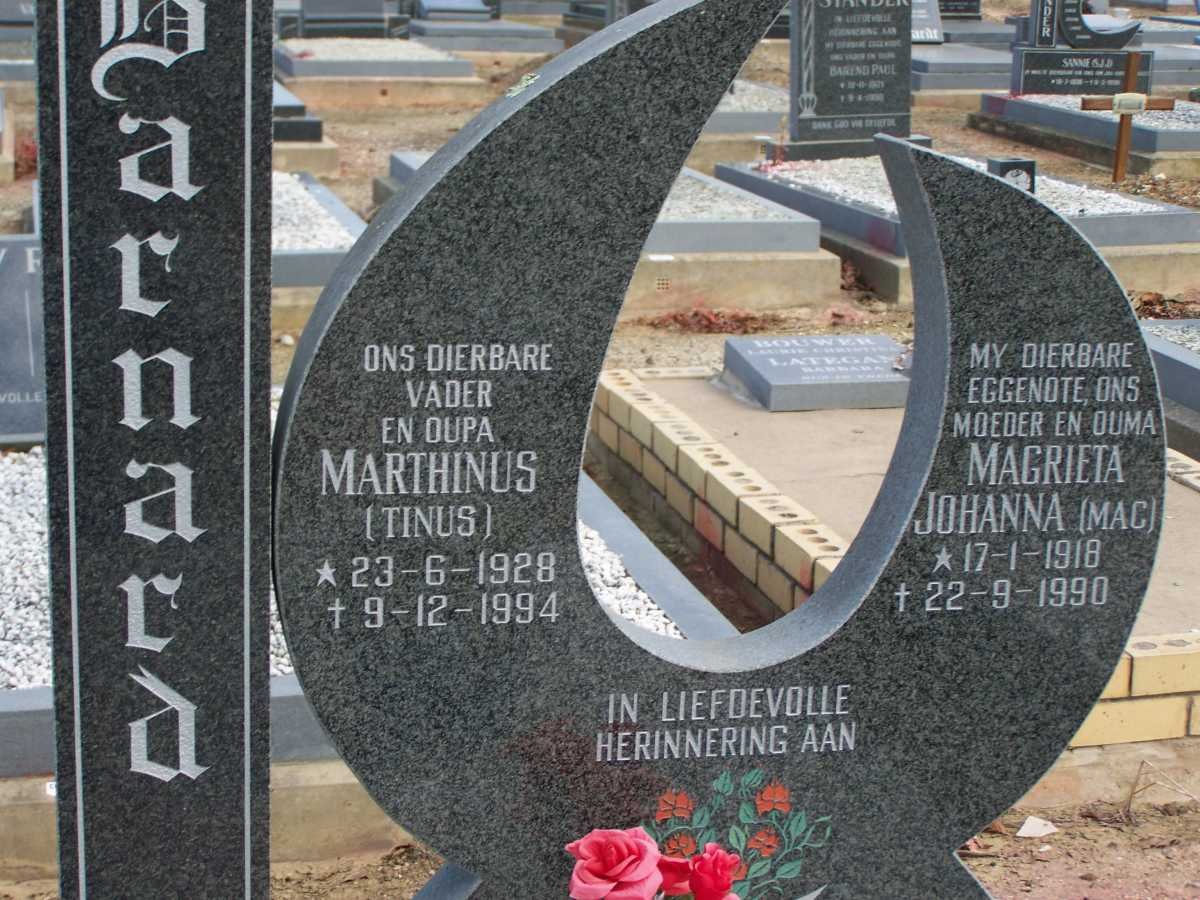 BARNARD Marthinus 1928-1994 &amp; Magrieta Johanna 1918-1990
