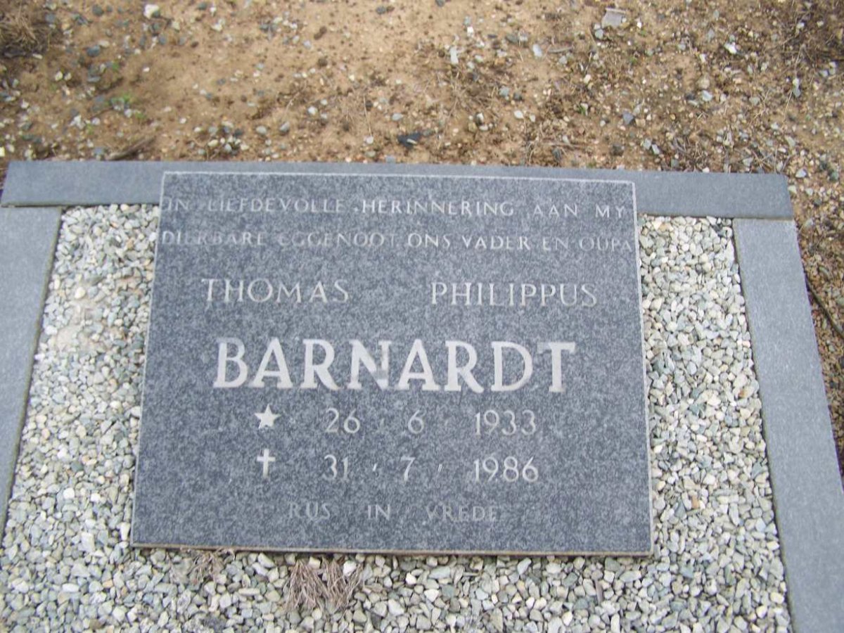 BARNARDT Thomas Philippus 1933-1986