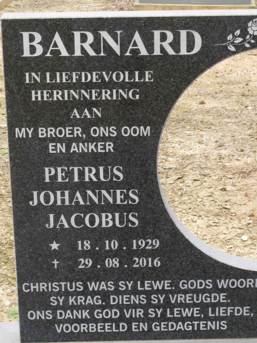 BARNARD Petrus Johannes Jacobus 1929-2016