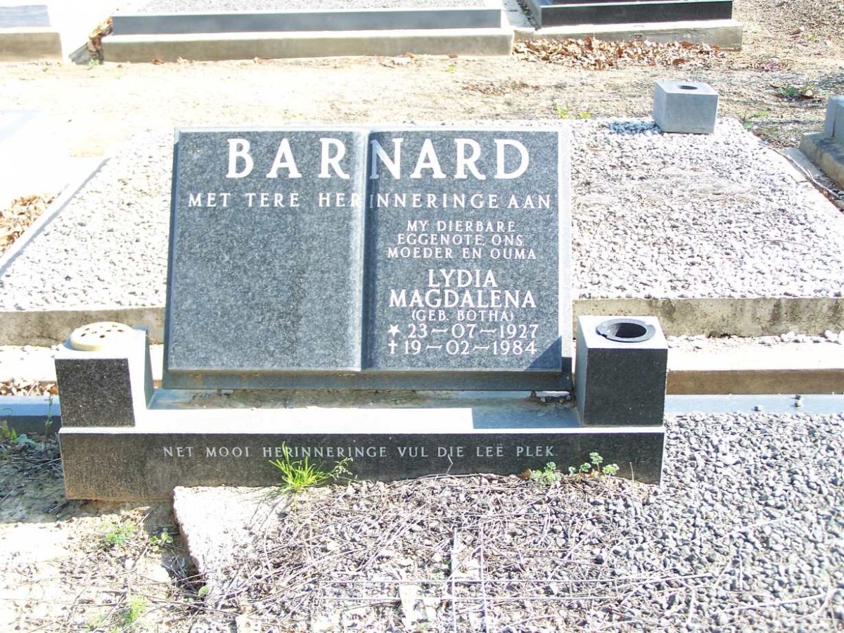 BARNARD Lydia Magdalena nee BOTHA 1927-1984