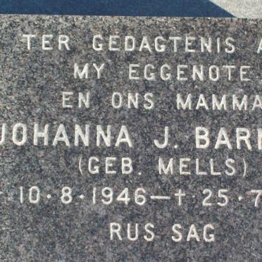 BARNARD Johanna J. nee MELLS 1946-1980