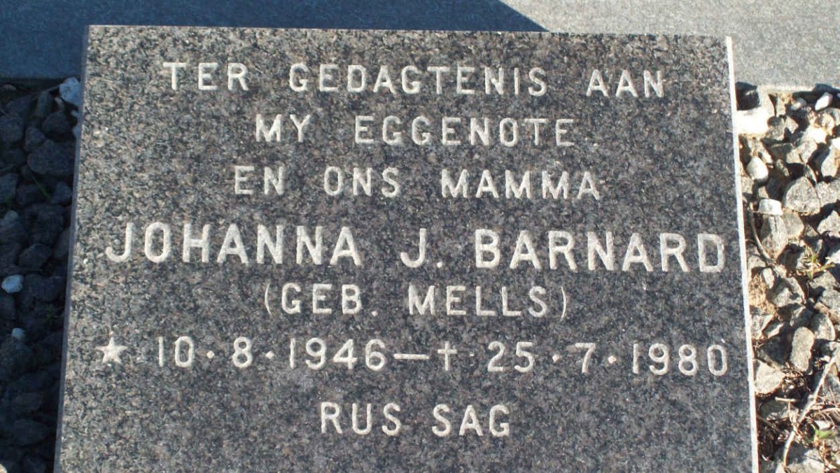 BARNARD Johanna J. nee MELLS 1946-1980