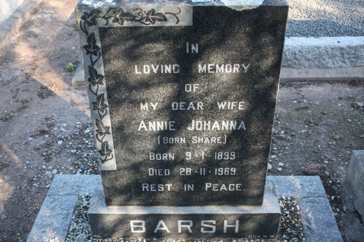 BARSH Annie Johanna nee SHARE 1899-1969