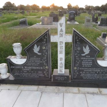 BANK Jacobus Marthinus, van der 1917-2000 & Susanna Magdalena Christina BOTHA 1919-2006