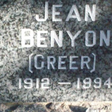 BENYON Jean nee GREER 1912-1994