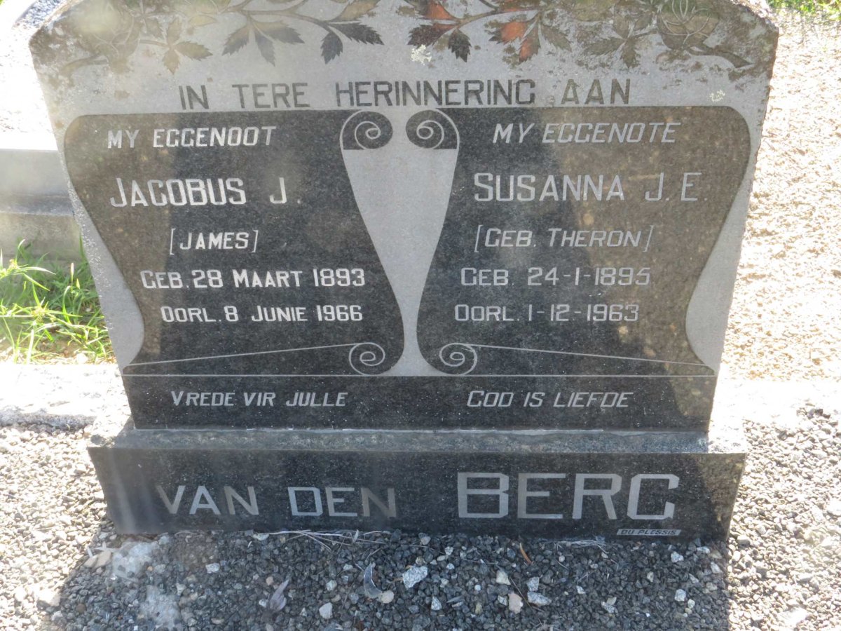 BERG Jacobus J., van den 1893-1966 & Susanna J.E. THERON 1895-1963