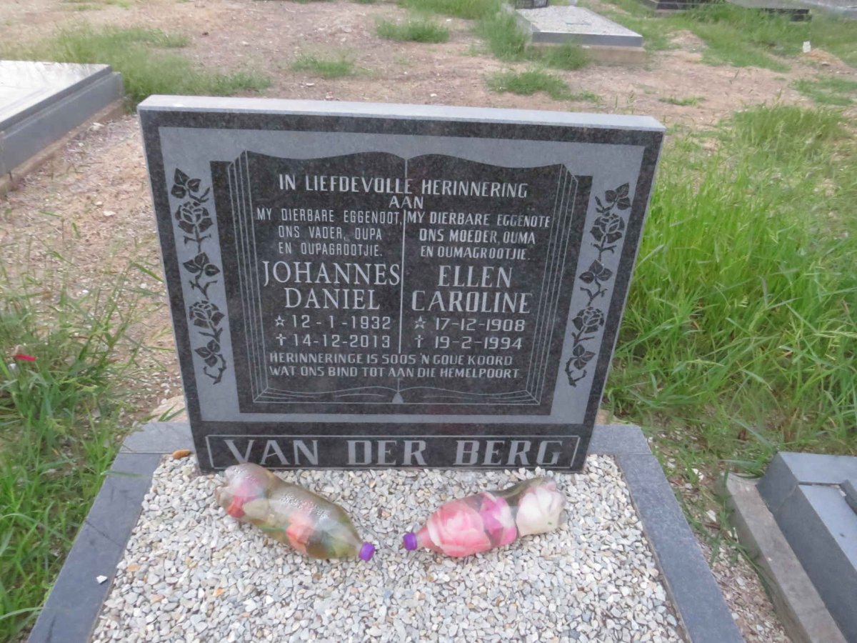 BERG Johannes Daniel, van der 1932-2013 &amp; Ellen Caroline 1908-1994