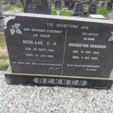BEKKER Nicolaas G.V. 1914-1969 &amp; Magrietha Susanna 1928-2003